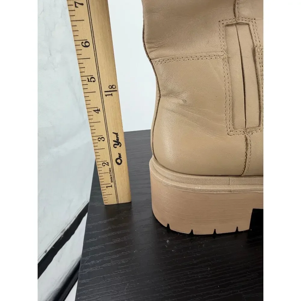 Sam Edelman Womens Larina Tall Boots Size 6.5 Sesame Leather Beige Platform
